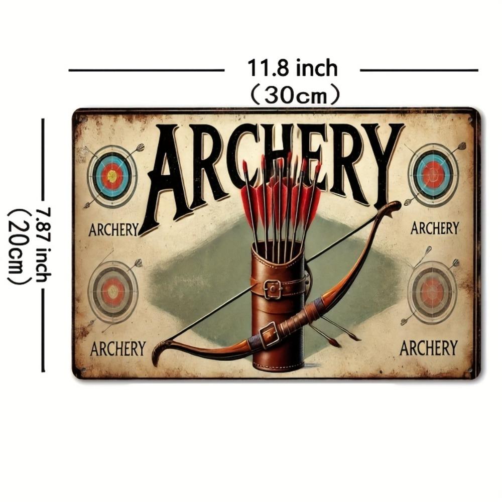 

Vintage Archery Bow And Arrow Metal Tin Sign Retro Archery Target Quiver Wall Art Decor Rustic Hunting Shooting Hobby Plaque f 20x30cm（7.8x11.8inch）