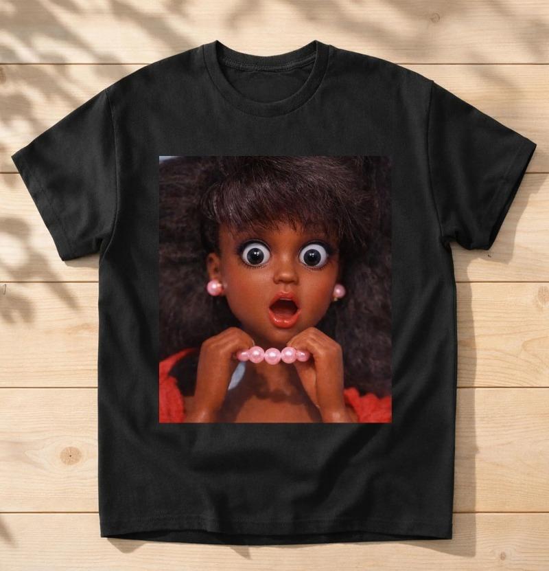

Funny African American Disgusted Black Doll Face Meme Shirt Summer Unisexs and Womens Loose and Breathable Tshirt Top S