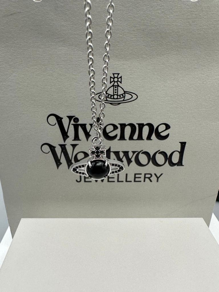 Modern Womens Titanium Steel Necklace With Saturn Charm And Microinlay For Daily Wear