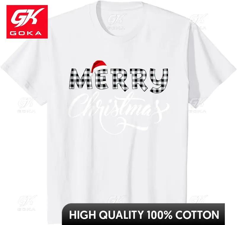 Merry Christmas Buffalo Black and White Checkered Tops Unisexs and Womens Short Sleeved T Shirt Casual Cool Hip Hop Unisex T Shirts S