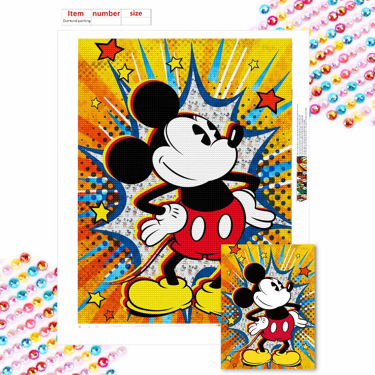 

Полная круглая алмазная живопись Гордый Микки Арт Стразы Картина Мозаика Сделай сам 5D Вышивка крестом Домашнее украшение Round 20x30cm