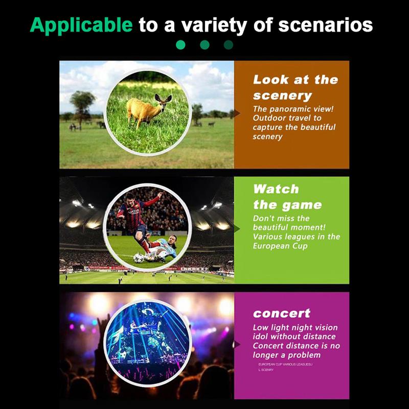 Telescópio Monocular 16X52 Prisma de Alta Potência Monocular Compacto Adultos Crianças HD para Observação de Pássaros Caça Caminhadas Concerto Viagens