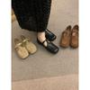 Flat French Shoes 2025 Spring and Autumn New Retro Brown Square Toe Mary Jane Shoes Small Leather Shoes Design Women's Shoes