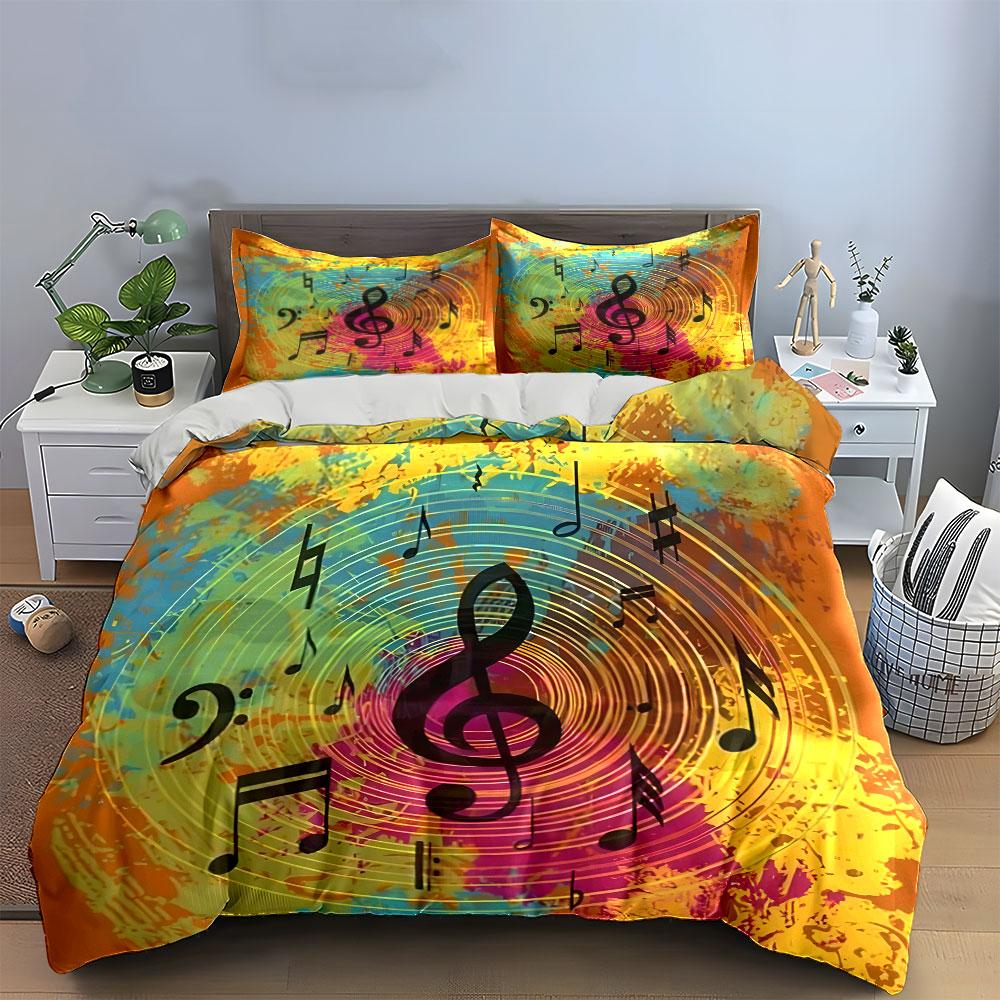 Music-Themed Decor Three-Piece Set Multiple Sizes Kid'S And Adults' Bedroom Exquisite 3Pc Bedding Set, Gift