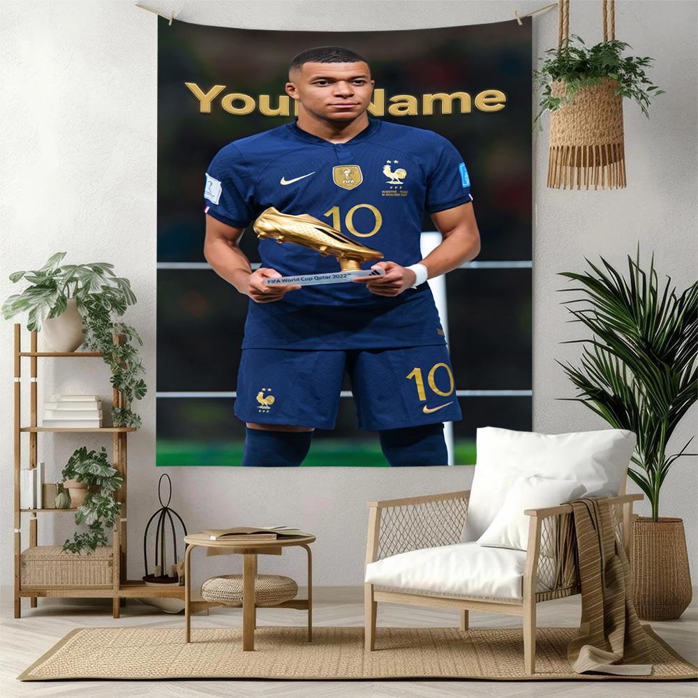 Mbappe Custom Your Name Wall Decor Tapestry Art For Pet Memorial Birthdaywedding Party Backdrop Family Gift