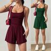 Damen Freizeit Sommer Jumpsuit mit Spaghettiträgern und lockerer Passform Shorts