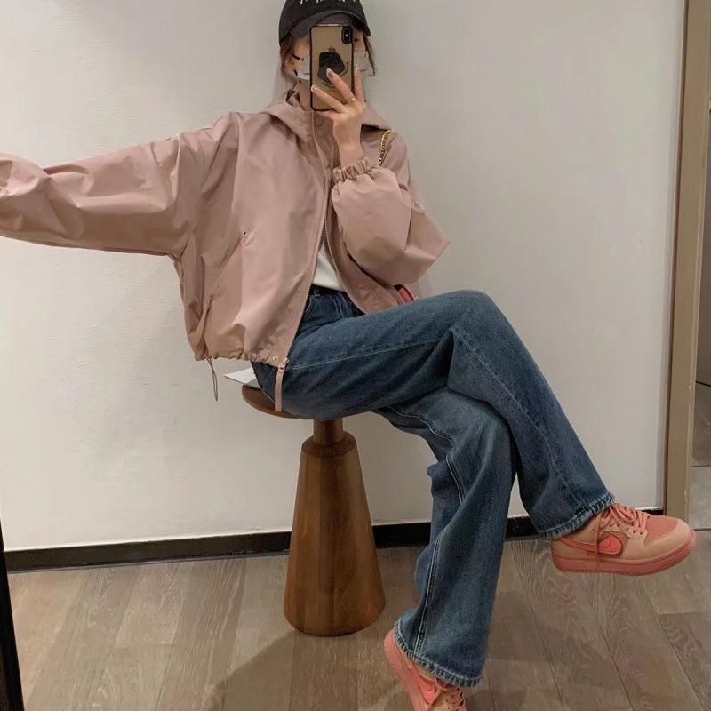 Trendy Mint 2025 Women's Hooded Jacket: Casual Spring/Autumn Windbreaker, Loose Fit, Short Length