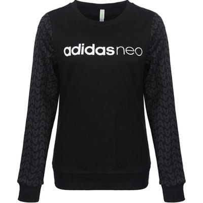 adidas Neo Aop Sweat Logo Casual Letter Round Neck Pullover Sweatshirt Women Sweatshirt Black CW5189