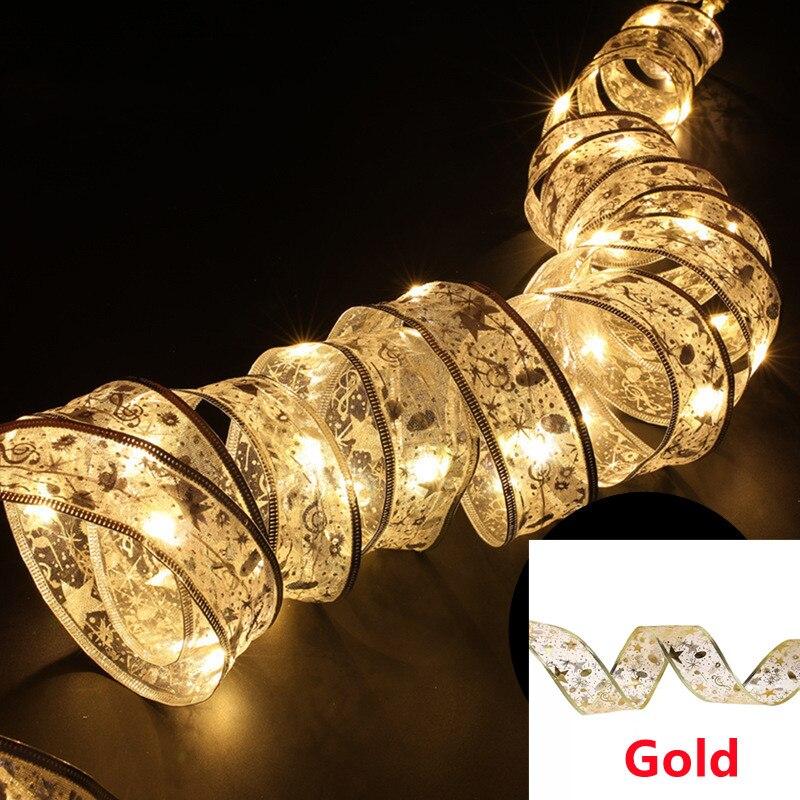 LED víla stuha světla vánoční dekorace ozdoba na vánoční stromeček Mašle Světla Řetězec Navidad Natal Home Decor