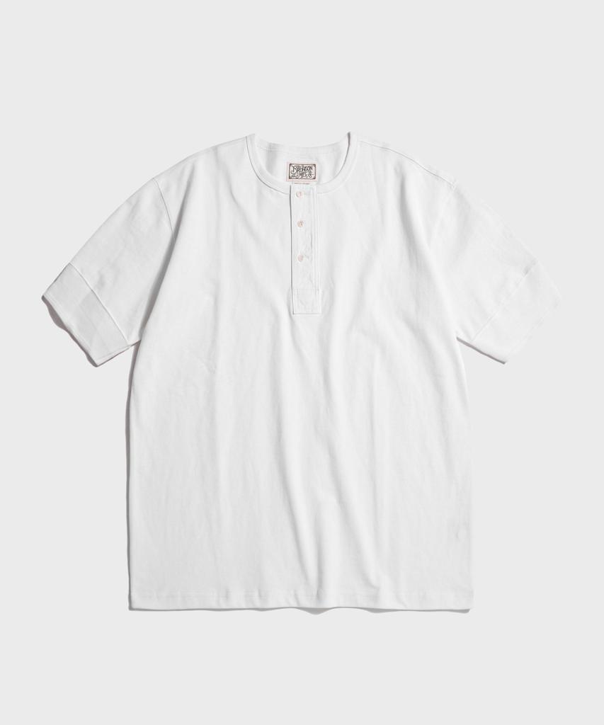 Beulonseun Vintage Short Sleeve Henley Tee White