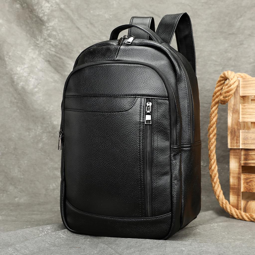 Large-capacity Business Dual-shoulder Backpack, Leisure Travel Computer Backpack, Fashionable Cowhide Schoolbag