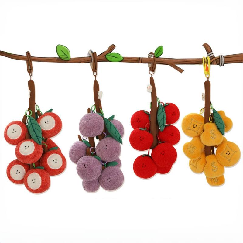 A Bunch Of Grapes,Tomatoes,Litchi Plush Toys Creative Pendant Soft Stuffed Fruit Can Be Separated Dolls Car Home Decor Gift