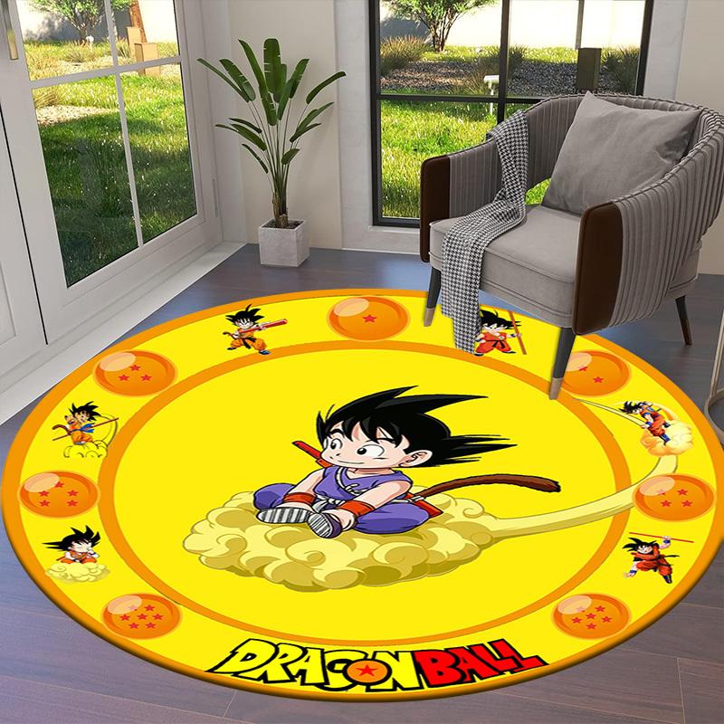 1pc Dragon Ball Character Artwork Round Carpet, Made of Polyester,Perfect for Decorating Office Chairs, Living Rooms,Vibrant Decorative Rug
