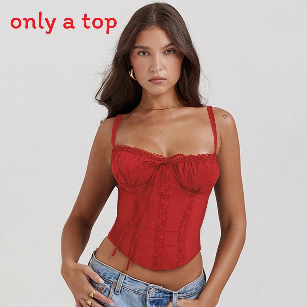 Summer Lace Spliced Bandage Sexy European Top For Women With Slim Fit Style
