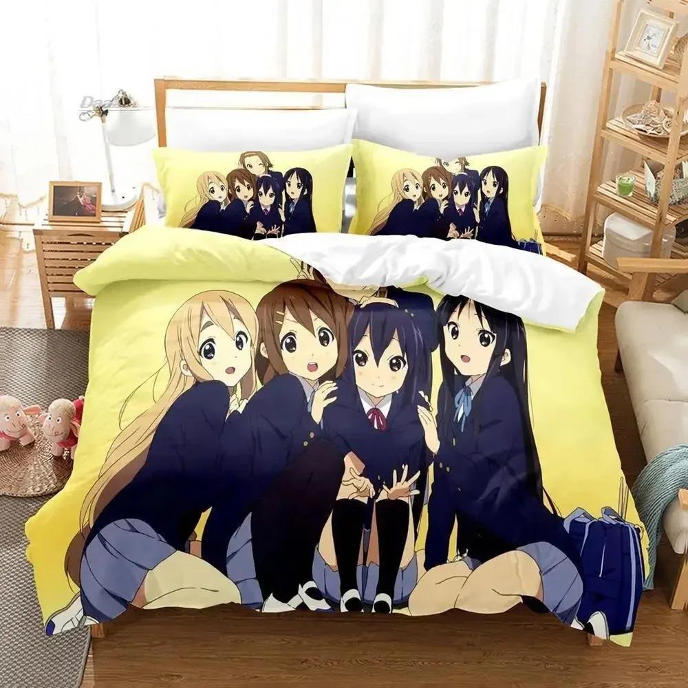 Kawaii K-ON! Bettwäsche-Set Einzelbett Twin Full Queen King Size Bettset Erwachsener Kind Schlafzimmer Bettbezug-Sets 3D-Druck Anime Bettlaken-Set