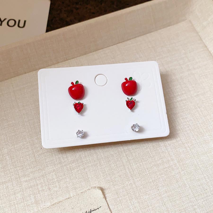 Ancola Silver Needle Red Heart Earrings – Fashionable, Luxurious & Elegant for Autumn/Winter 2025