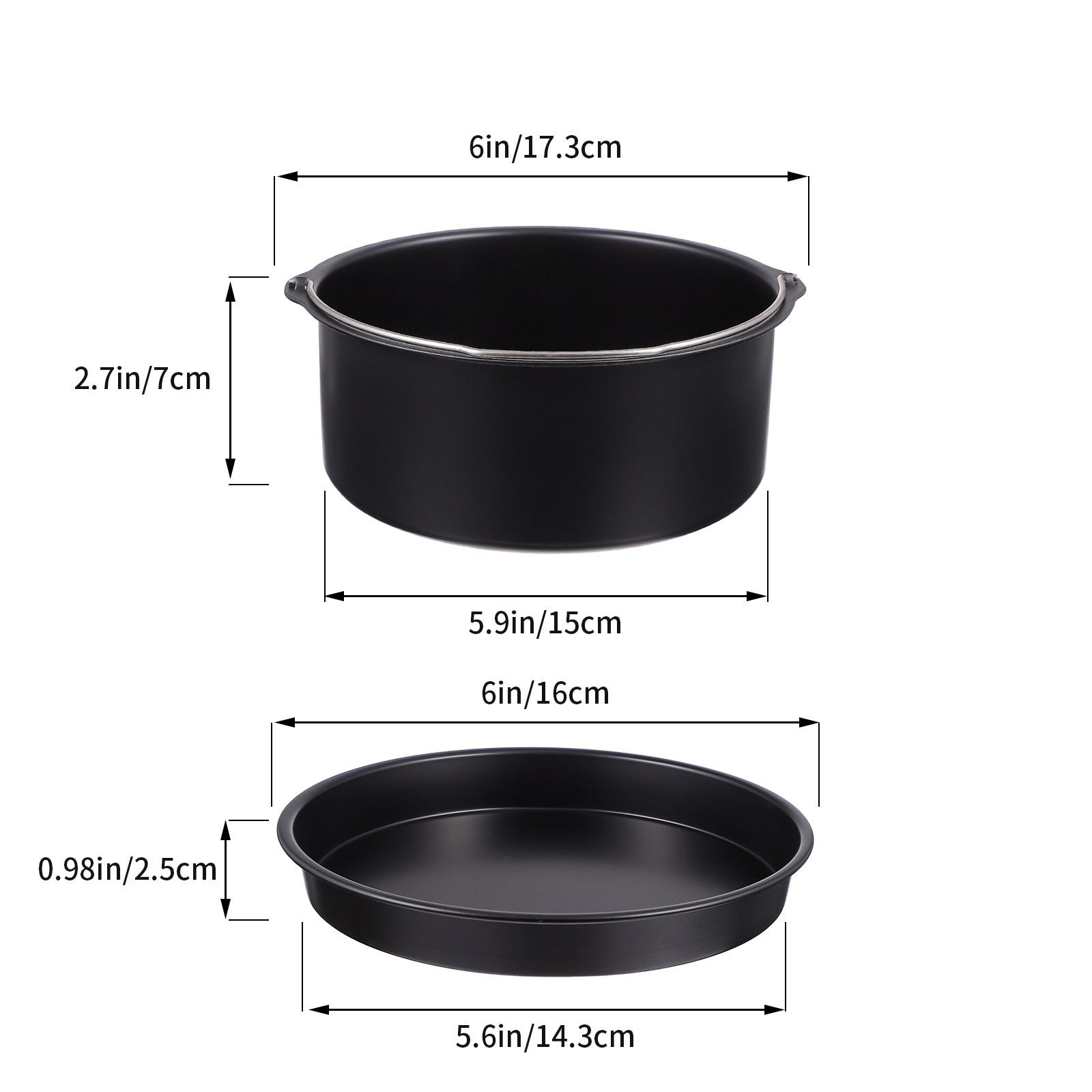 

1Set 8 Inch Air Fryer Cookware Set Heavy Duty Carbon Steel Cake Barrel Pizza Tray Replacement Parts for Baking Steaming Frying