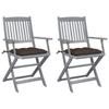 Day and Night - Day and Night Folding Garden Chairs 2 Pcs Cushions Solid Acacia Wood