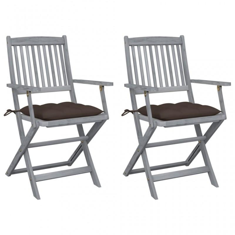 Day and Night - Day and Night Folding Garden Chairs 2 Pcs Cushions Solid Acacia Wood
