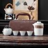 Wrapped lotus Ru kiln opening high-end travel tea set outdoor portable light luxury business commemorative gifts