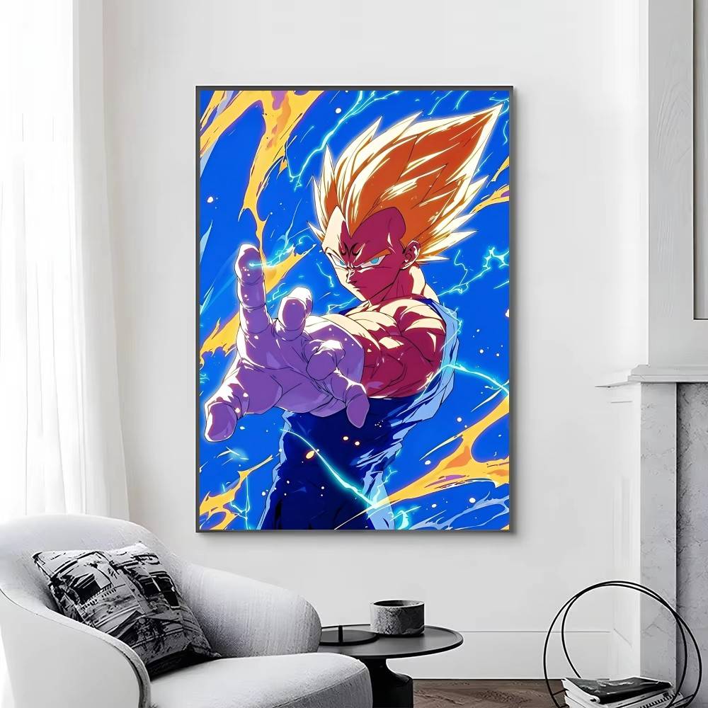 1pc Anime DRAGON BALL Vegeta Posters Self-adhesive Paper Print Home Living Room Bedroom Entrance Bar Cafe Art