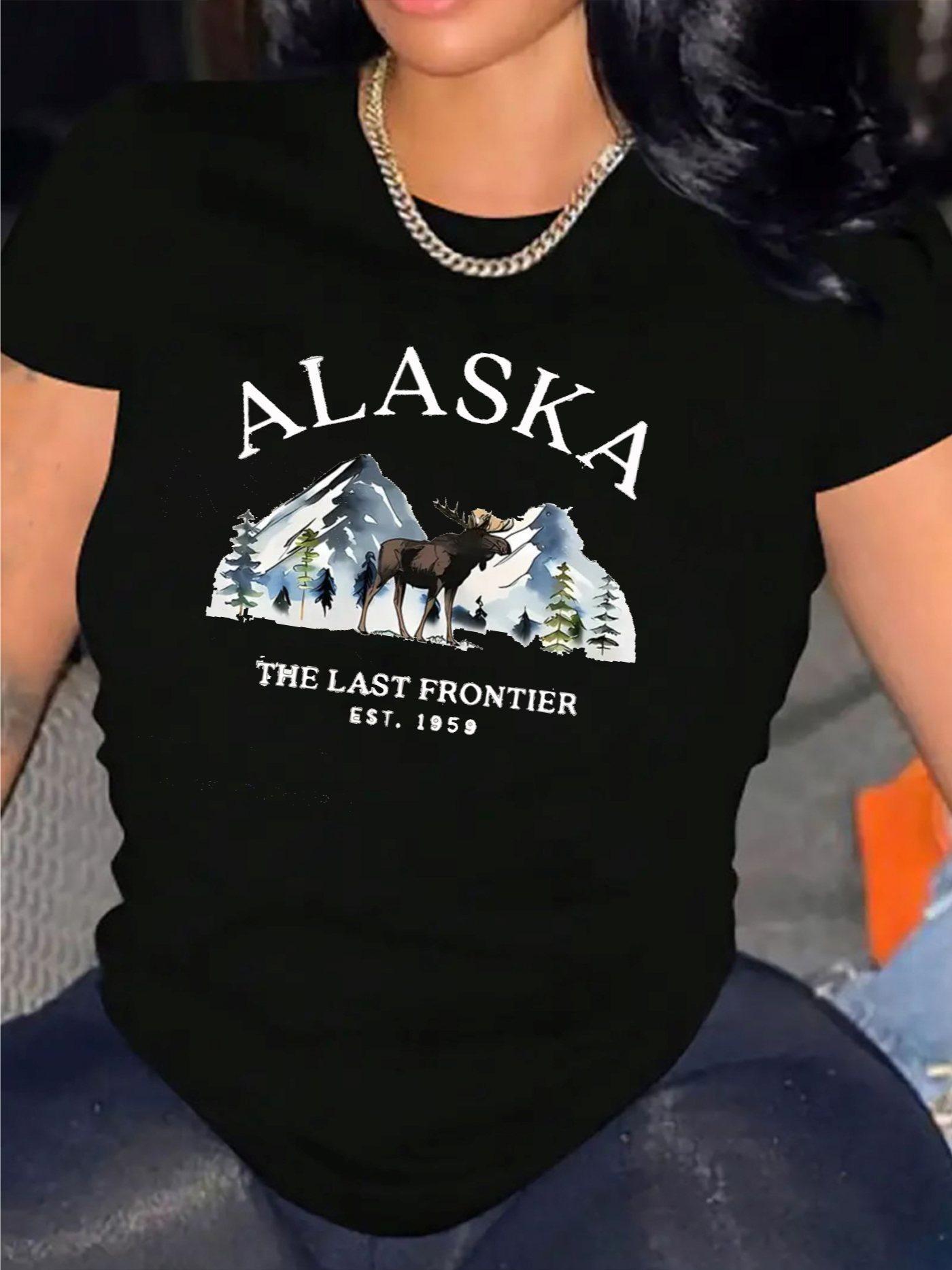 

Alaska T-Shirt For Women Casual Short Sleeve Tee 1 Pcs 100% Heavy Cotton - Comfortable Crew Neck, Soft Adorable Tees Tops S разноцветный