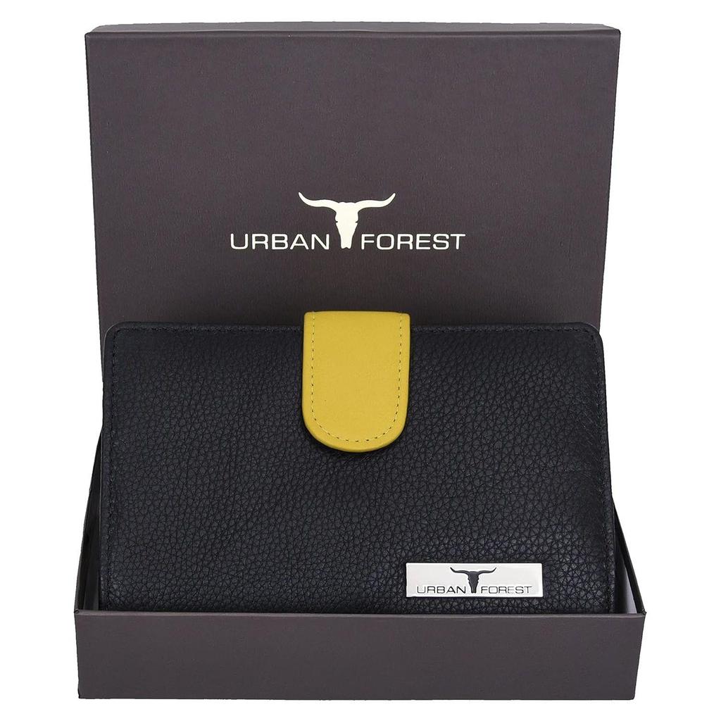 Arya Black/Yellow Leather Wallet for Women