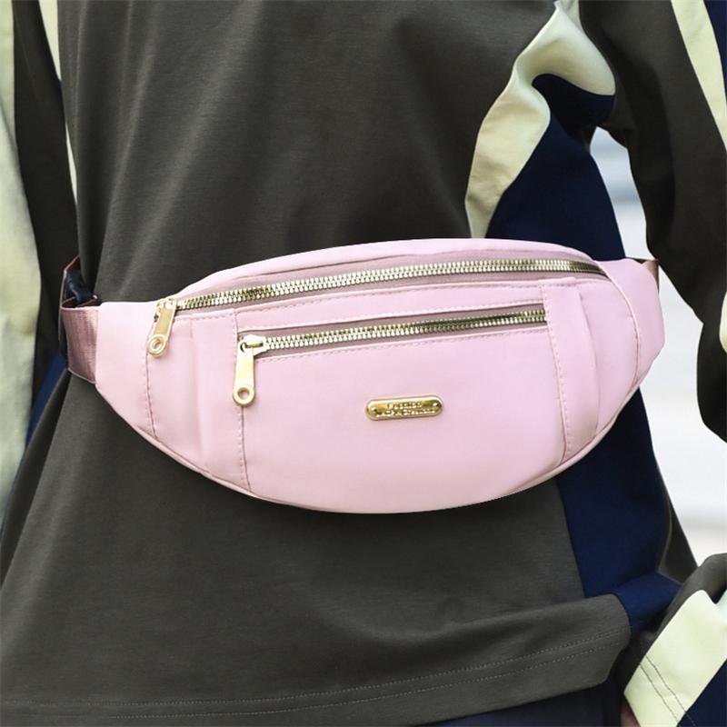 Waist Bags for Women Polyester Leisure Color Waist Bag Shoulder Crossbody Chest Bags Handbags All-Match Messenger Belt Bags