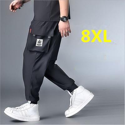 Pantaloni della tuta larghi da uomo con multi-tasche, coulisse, coulisse, estivi, taglia grande, per aria condizionata, tempo libero, sottili, effetto ghiaccio