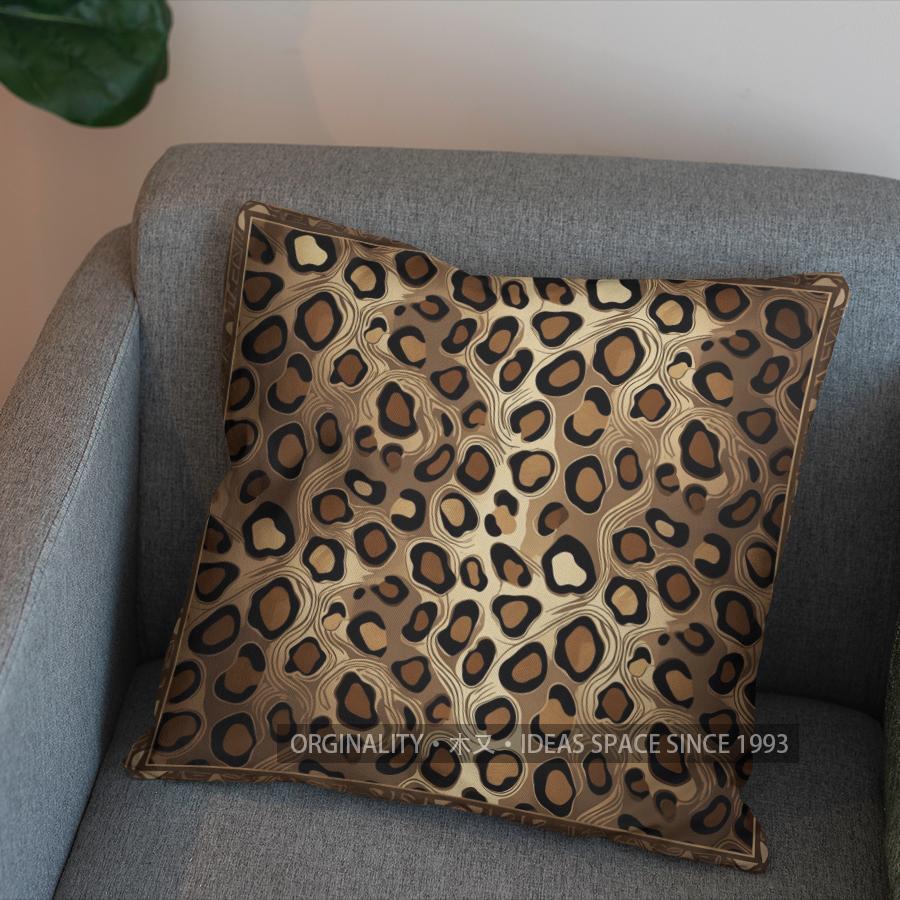 2D Exotic Leopard Art Pillow For Decorative Appeal Pattern Cushion Cover Suitable For Sofa Bedroom Car Pillow Cover