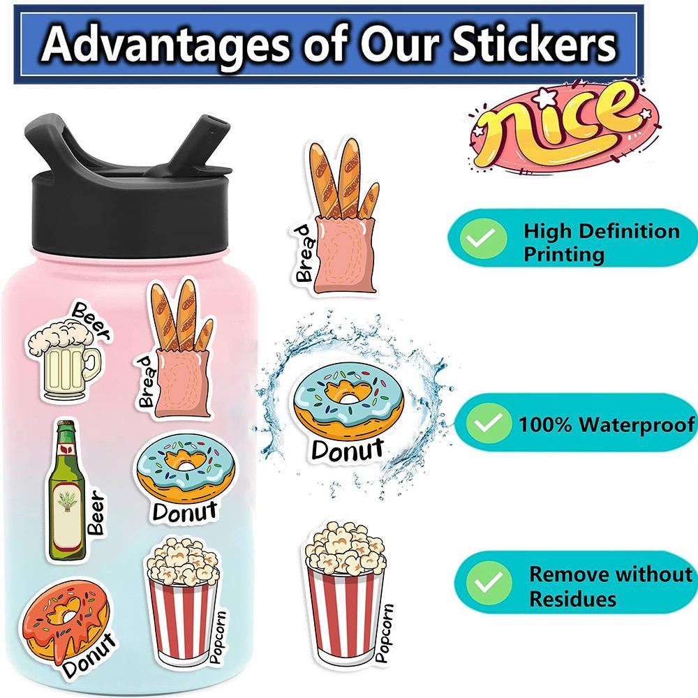 50/100PCS Hand drawn Snack Club Graffiti Stickers Guitar Notebook Luggage DIY Waterproof Desk Stationery Stickers