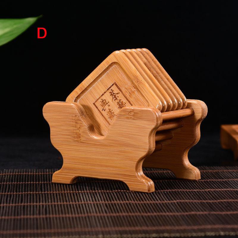 6PCS Round Shape Bamboo Coaster Cup Rest for Glass Cups Tea Cup Coffe Mug Bottle Water Holder Natural Home Decor