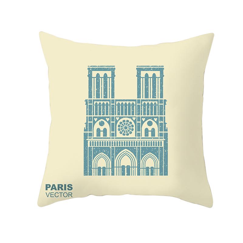 Notre Dame Cathedral French Landscape Pillow Cover European Print Cushion Waist Pillow Cover