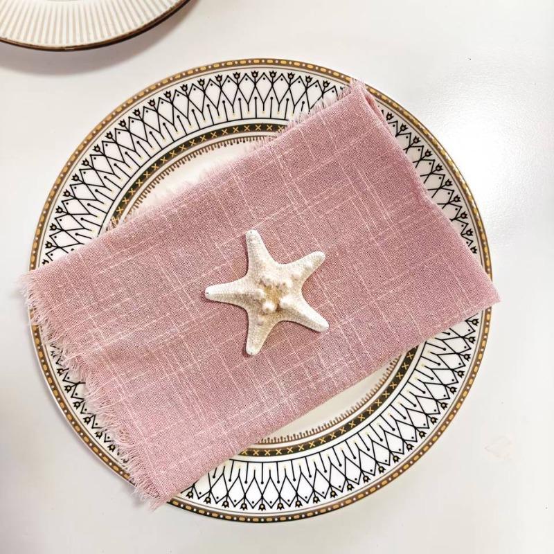 1-24PCS Nordic Tassel Cotton Napkins Fringe Edged Solid Color 30x30cm Western Style Tablecloth Christmas Dining Table Decor