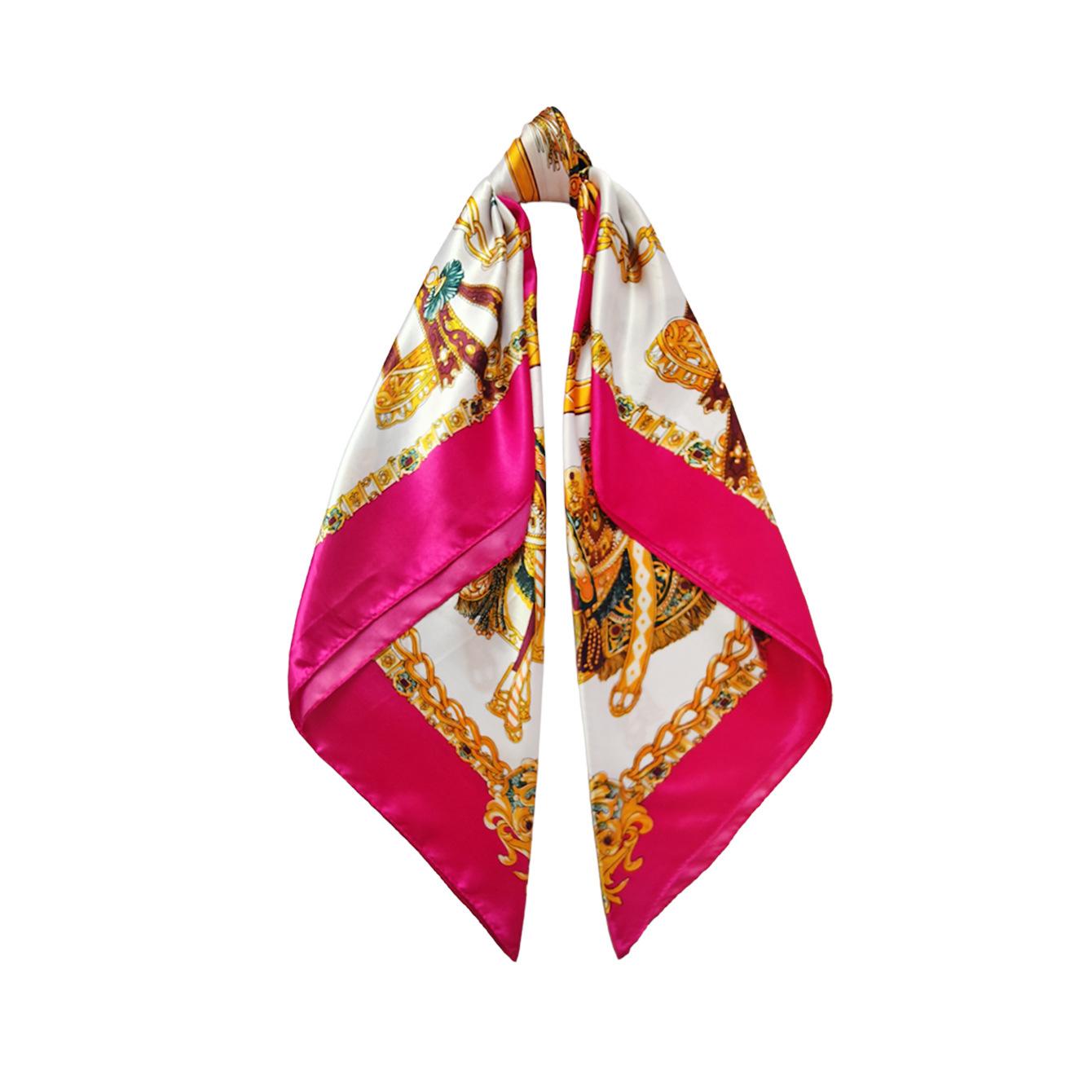 90cm Women’s Headscarf: Versatile, faux-silk, vintage-style headscarf with saddle print 90x90cm