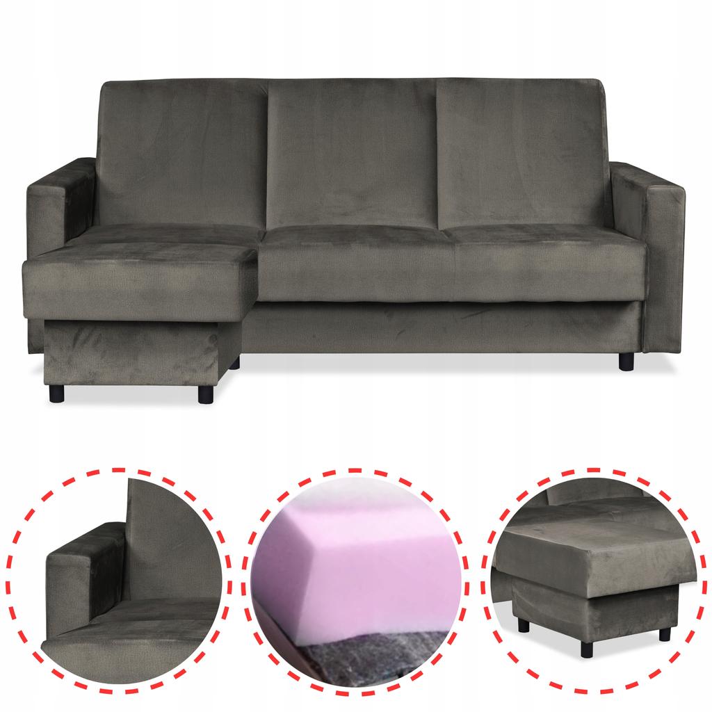 Sofa Corner Sofa Alicja with Pouf Sofa Sofa Bed Family Meble Graphite