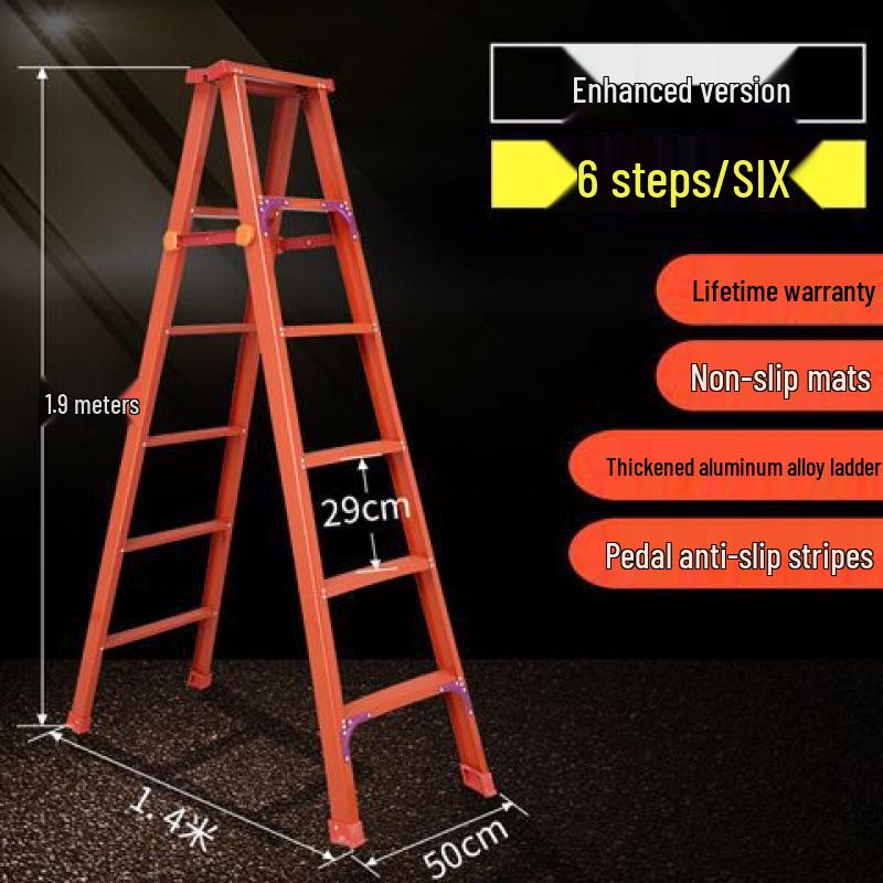 Double-Sided Aluminum Alloy Folding Step Ladder - Ladder Free Shipping, Widened & Thickened for Household or Attic Use