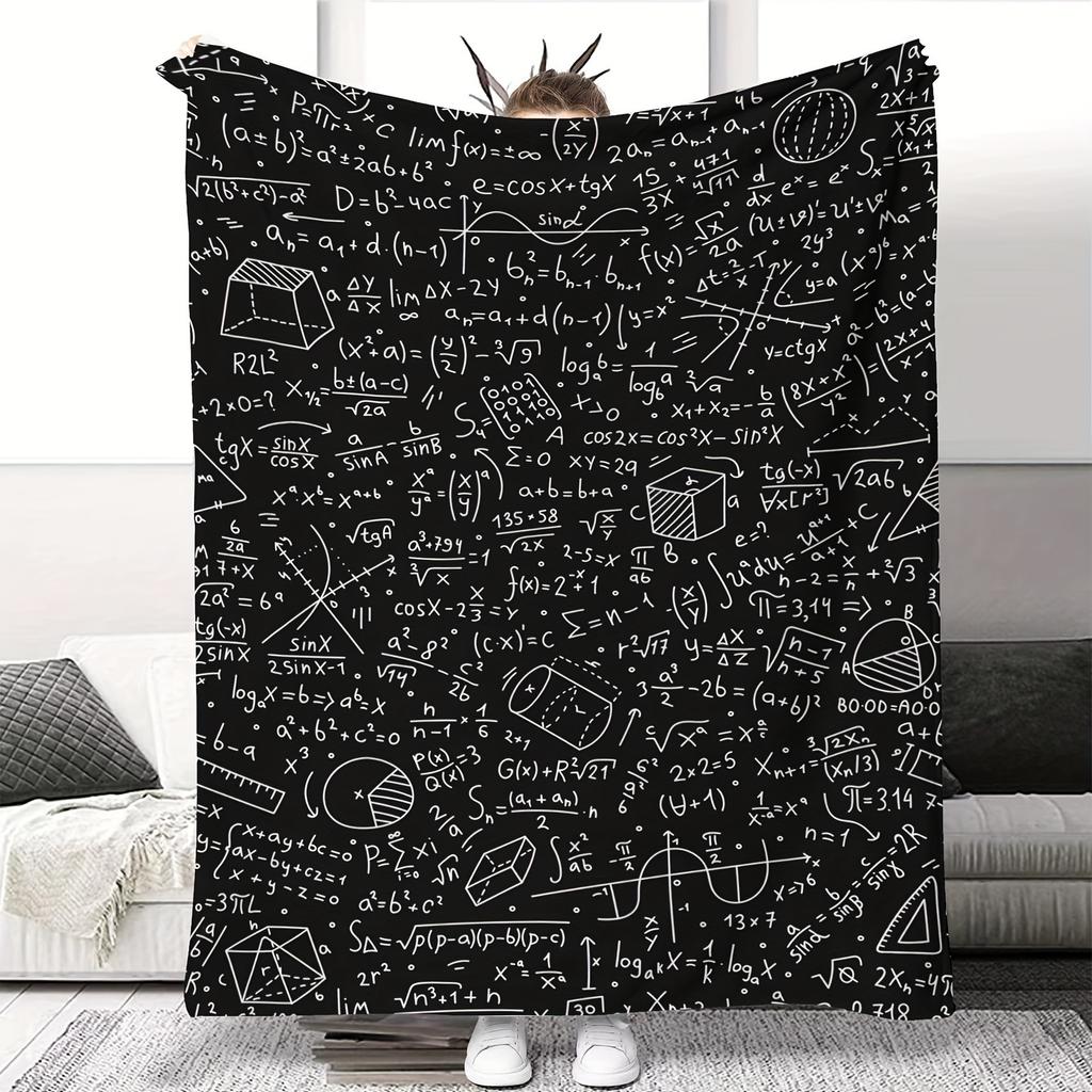 Mathematical equation digital-printed polyester Bedroom velvet flannel cover blanket Fleece soft sofa cover blankets for beds