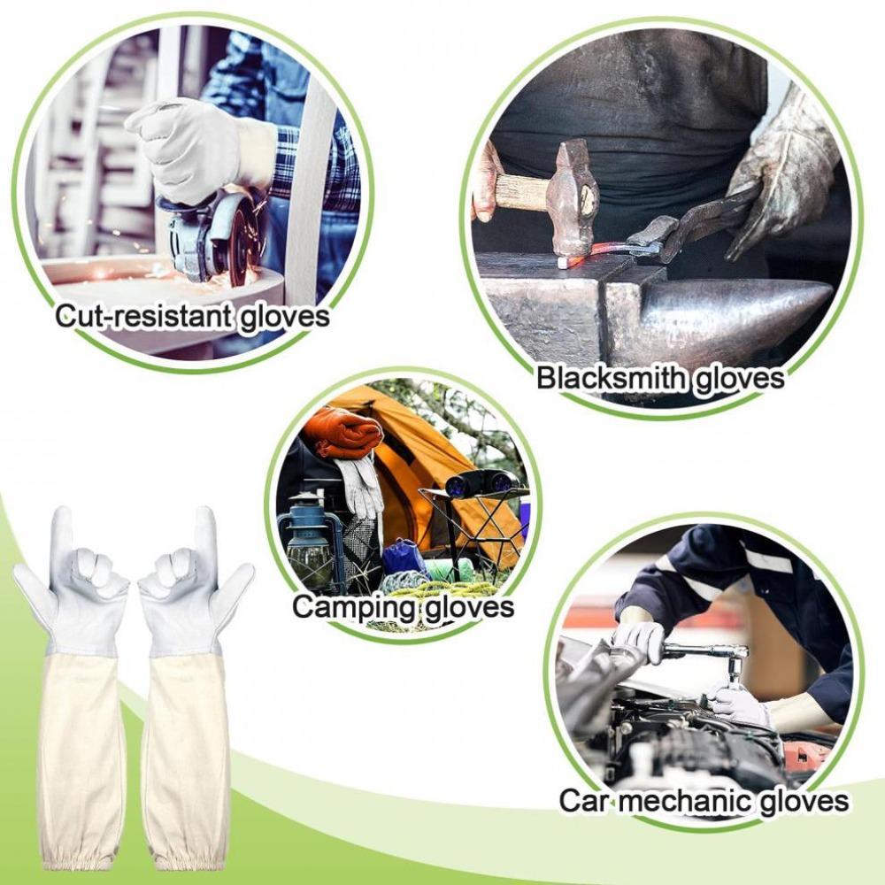 1 Pair Safe Professional Beekeeping Gloves Anti-bee Anti-sting Canvas Sheepskin Gloves Apiculture Beekeeper Beekeeping Tools