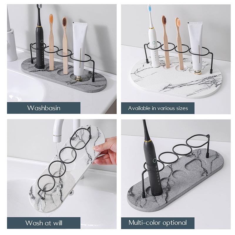 New Diatomaceous Earth Drying Mat Electric Toothbrush Holder Bathroom Waterproof Mat Coaster Absorbent Mat, Non-slip.