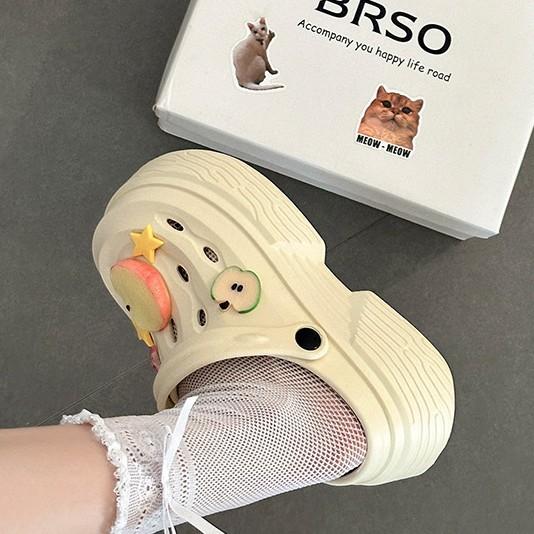 [BRSO] Thick-soled bag head cool slippers women's outer wear 2025 summer new versatile soft-soled breathable hole shoes
