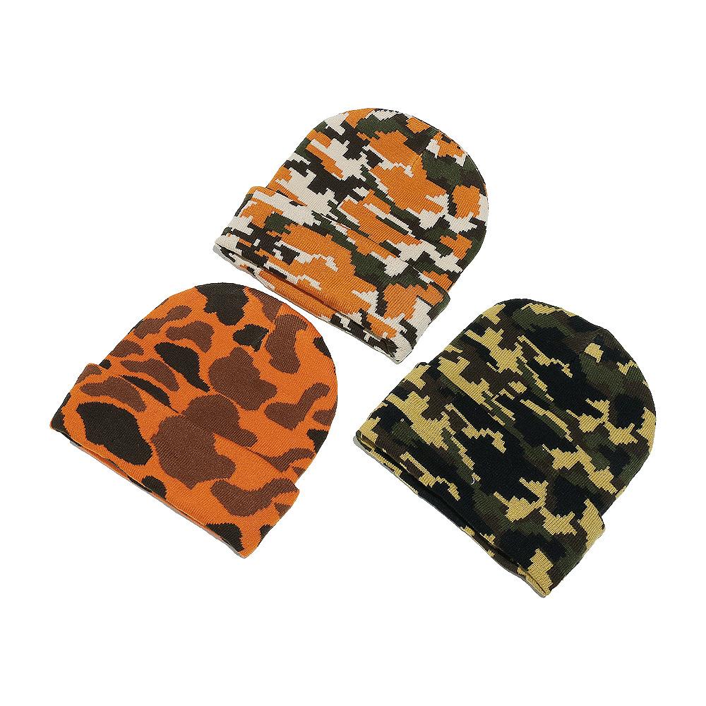 Camouflage Wool Hat Thermal Hat Winter Digital Camouflage Jacquard Beanie Knitted Hat Men