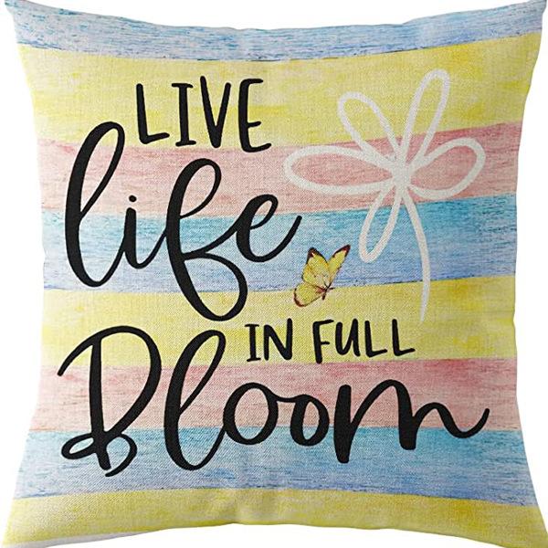 Flowers Daisy Tulip Printed Linen Pillow Case Home Living Room Sofa Bedroom Pillow Case