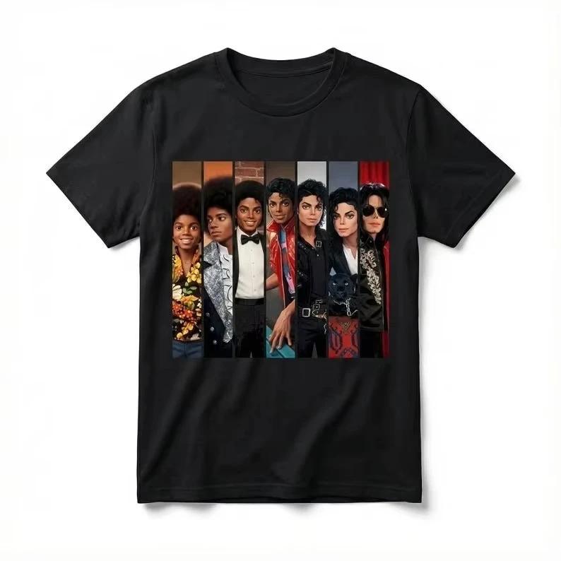 T-shirt Michael Jackson MJ Nuova Uomo e Bambino Bianco e Nero Unisex Girocollo Manica Corta Cotone Stile alla Moda Y2K