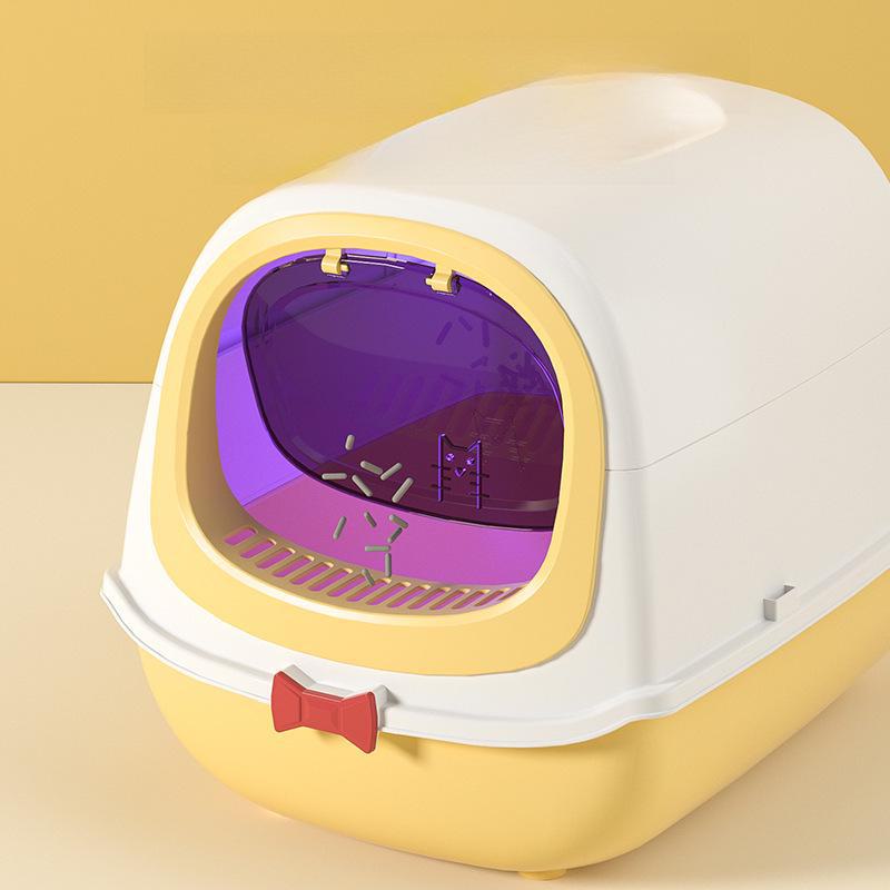 Extra Large UV-Lit Enclosed Cat Litter Box with Scoop
