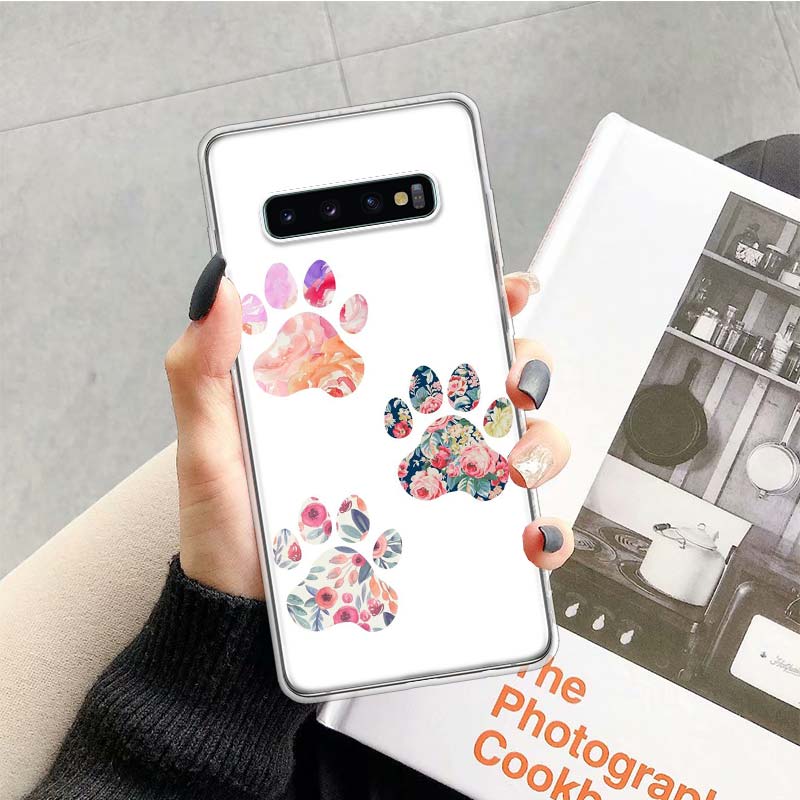 dog footprint Paw Phone Case For Samsung Galaxy S26 Ultra S23 S24 S25 Edge S20 FE S21 S22 Plus Soft Print Shell Cover Fundas Gal
