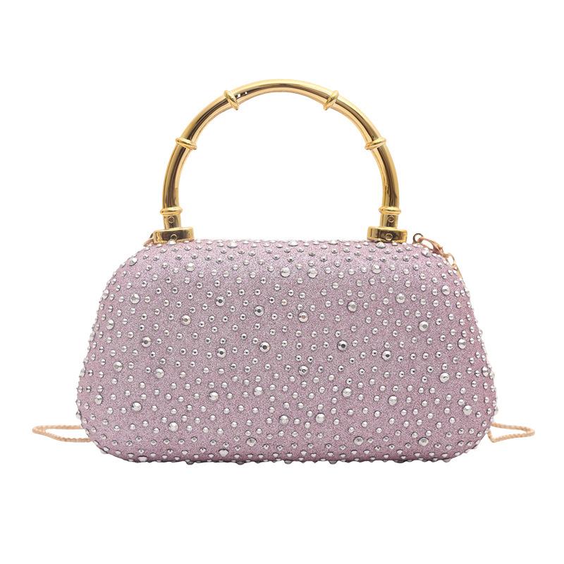 New European and American fashion women's shiny rhinestone decorative handbag fashion temperament chain messenger dinner bag