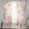 Flower Butterfly Leaf Printed Tulle Curtains Modern Sheer for Bedroom Balcony Window Decor Creative Home Fashion