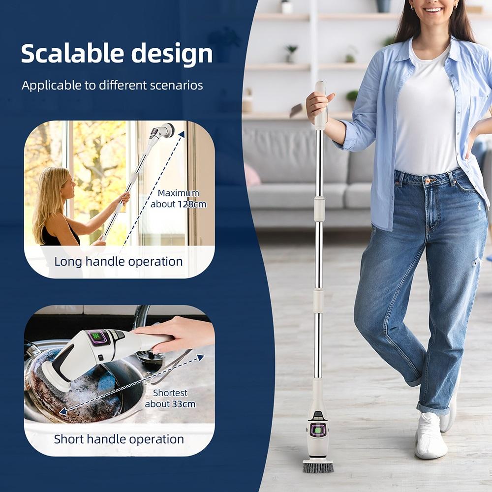 10-IN-1Multifunctional Cleaning Brush Electric Spin Scrubber Rotating Floor Windows Brush Cleaner For Bathroom Kitchen Toilet