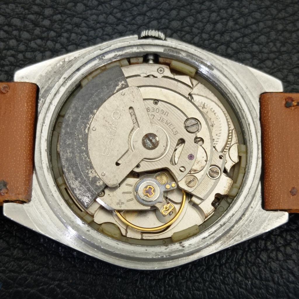 SEIKO 5 AUTOMATIC VINTAGE JAPAN 6309A MENS ORANGE COLOR DIAL WATCH a702732-1 R210-a702732